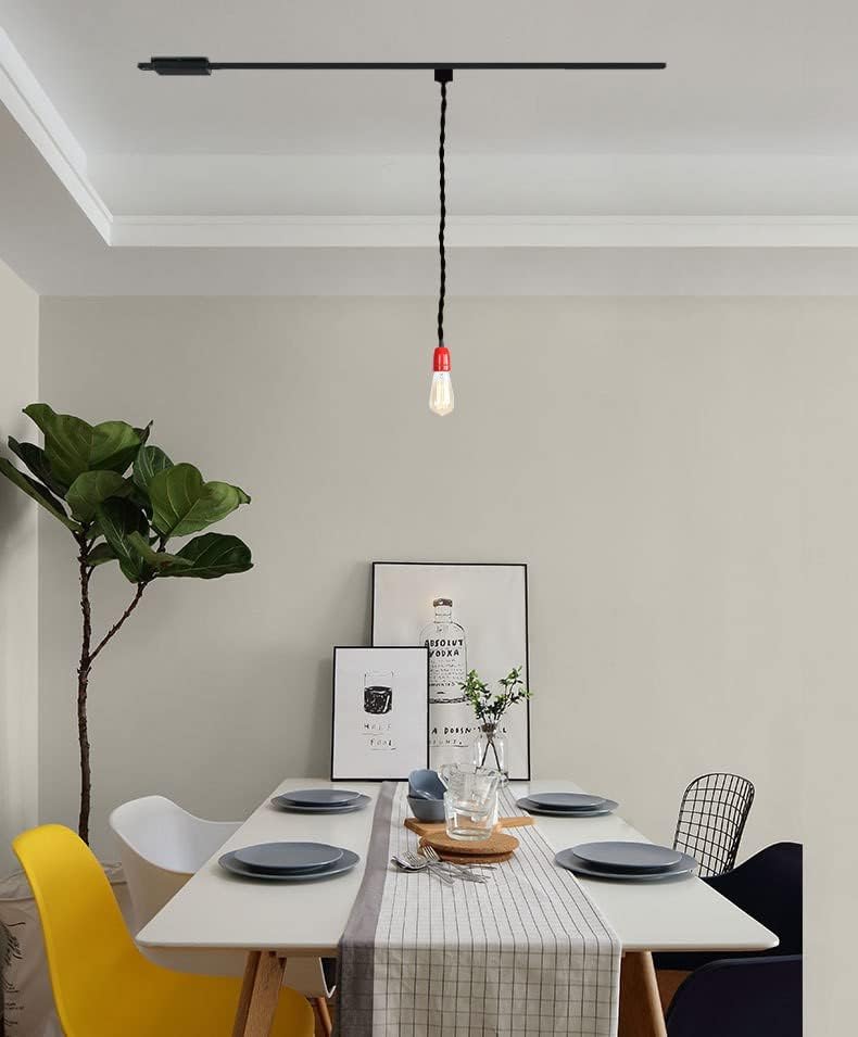 3-Light H Track Pendant Light with Red Ceramic Base