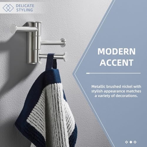 Angle Simple Swivel Towel Hook - 3 Arms Brushed Nickel