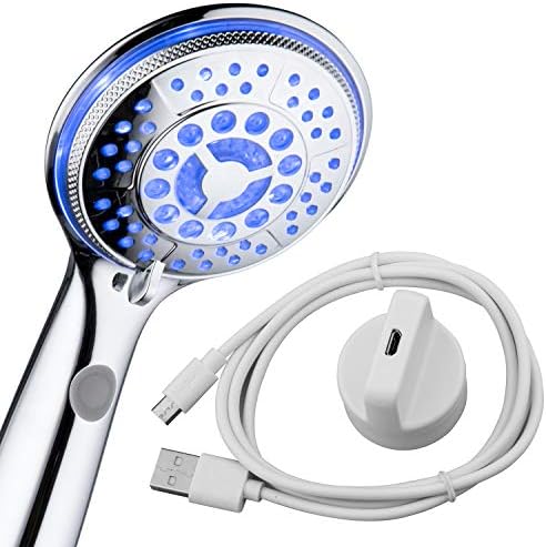Hotel Spa Rechargeable LED Handheld Shower 5 Modes Chrome Finish