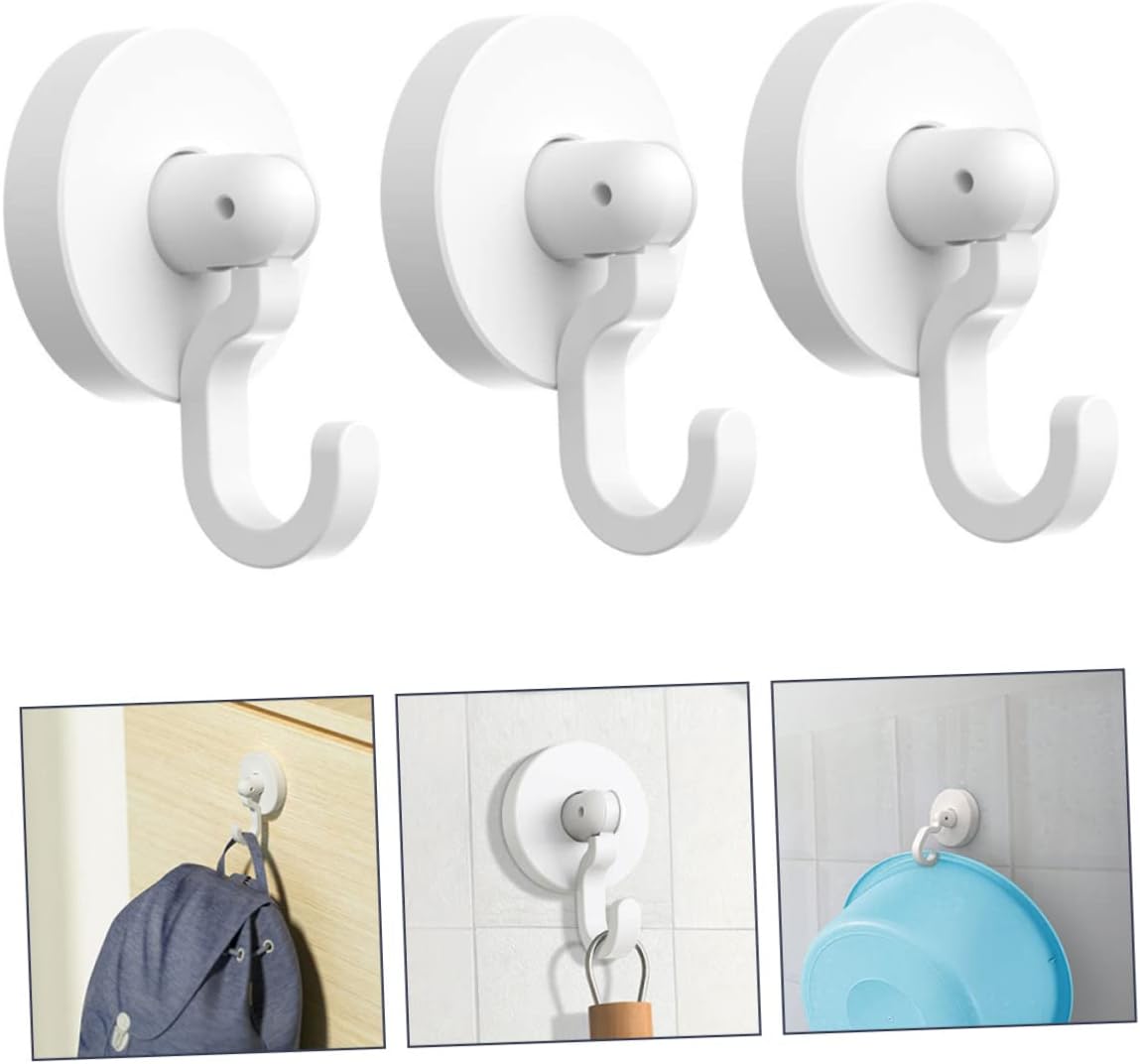 Happyyami 3pcs Self-Adhesive Wall Hooks for Bathroom Kitchen Door Hanger
