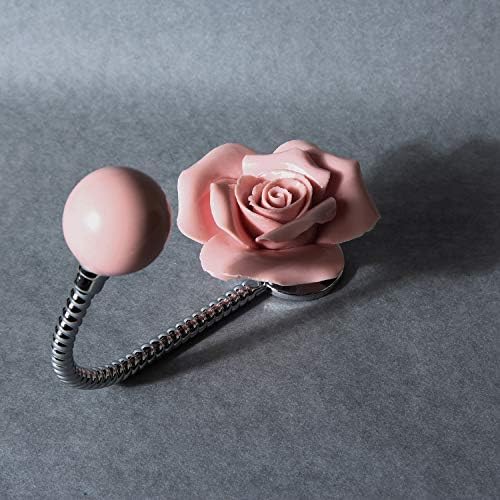 MDPLY 3D Flower Ceramic Wall Hook Rose Pink
