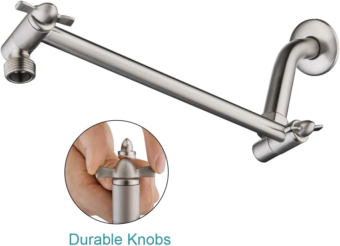 BRIGHT SHOWERS 10-Inch Extendable Shower Arm with Dual Spray Heads