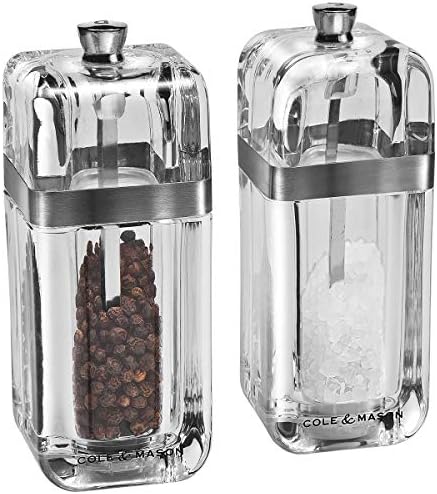 Cole Mason Precision Kempton Salt Pepper Shaker Set 130mm Clear