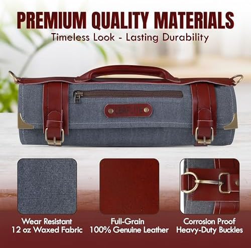 Leaflite 12-Pocket Chef Knife Roll Bag