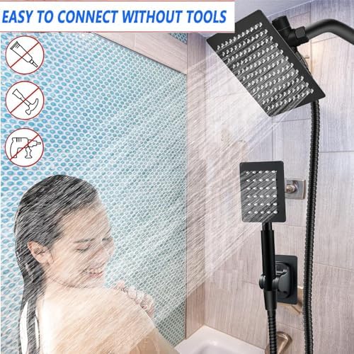 Luxury Black 8 2-in-1 Shower Head Set