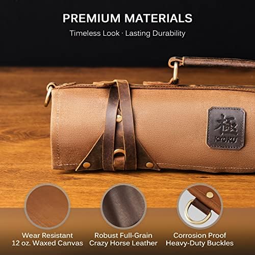 KYOKU Chef Knife Roll Bag with 10 Slots and 3 Holders
