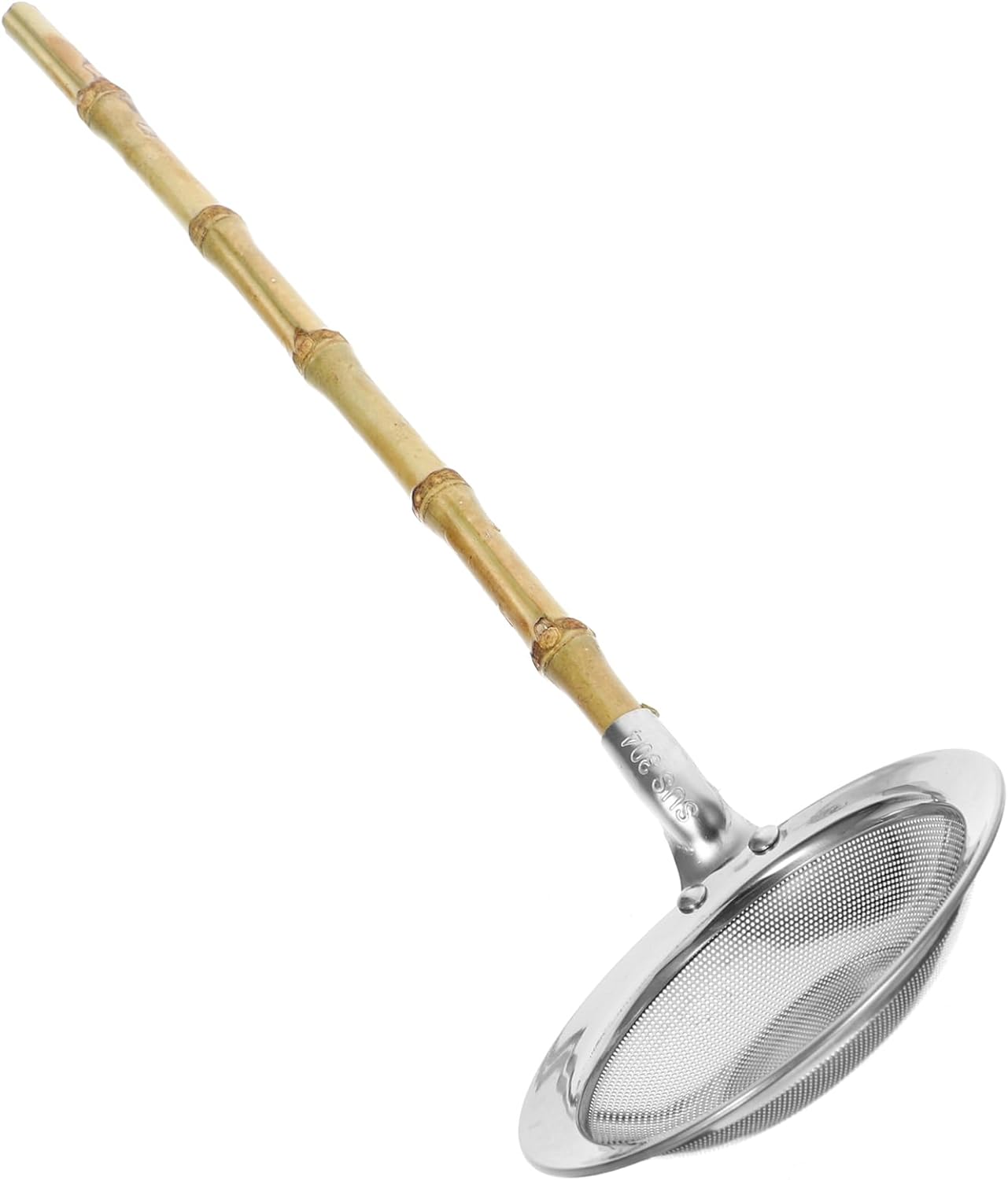 Amosfun Fat Skimmer Stainless Steel Strainer Ladle with Bamboo Handle