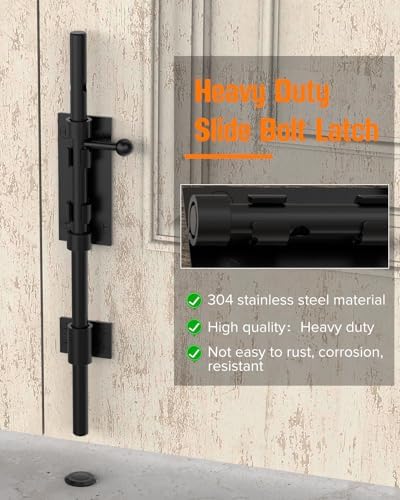 Sturdy 12 Barrel Bolt Latch for Outdoor Gates