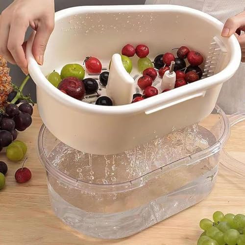 Cmeilau 2025 Fruit Cleaner Spinner Manual Portable