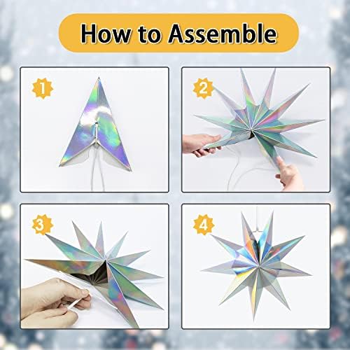 5Pack 9-Pointed Iridescent Paper Star Lanterns 118 Inch