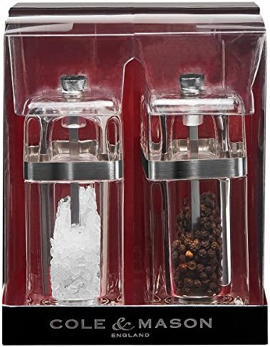 Cole Mason Precision Kempton Salt Pepper Shaker Set 130mm Clear