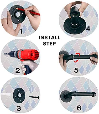 SUNMALL Heavy Duty Iron Pipe Roll Holder - Black Rustic Bathroom Organizer