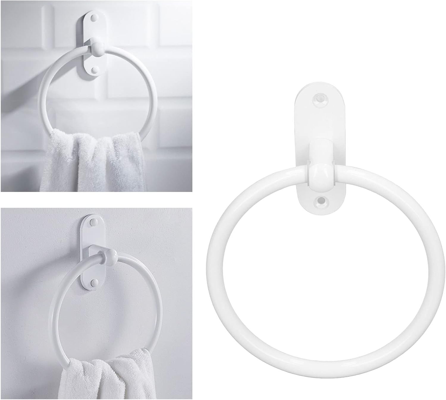 EVTSCAN 64 Inch White Bath Towel Ring Wall Mount Aluminum Alloy