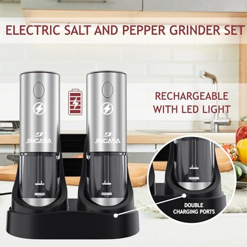 JINGASA Electric Salt Pepper Grinder Set with USB Charging