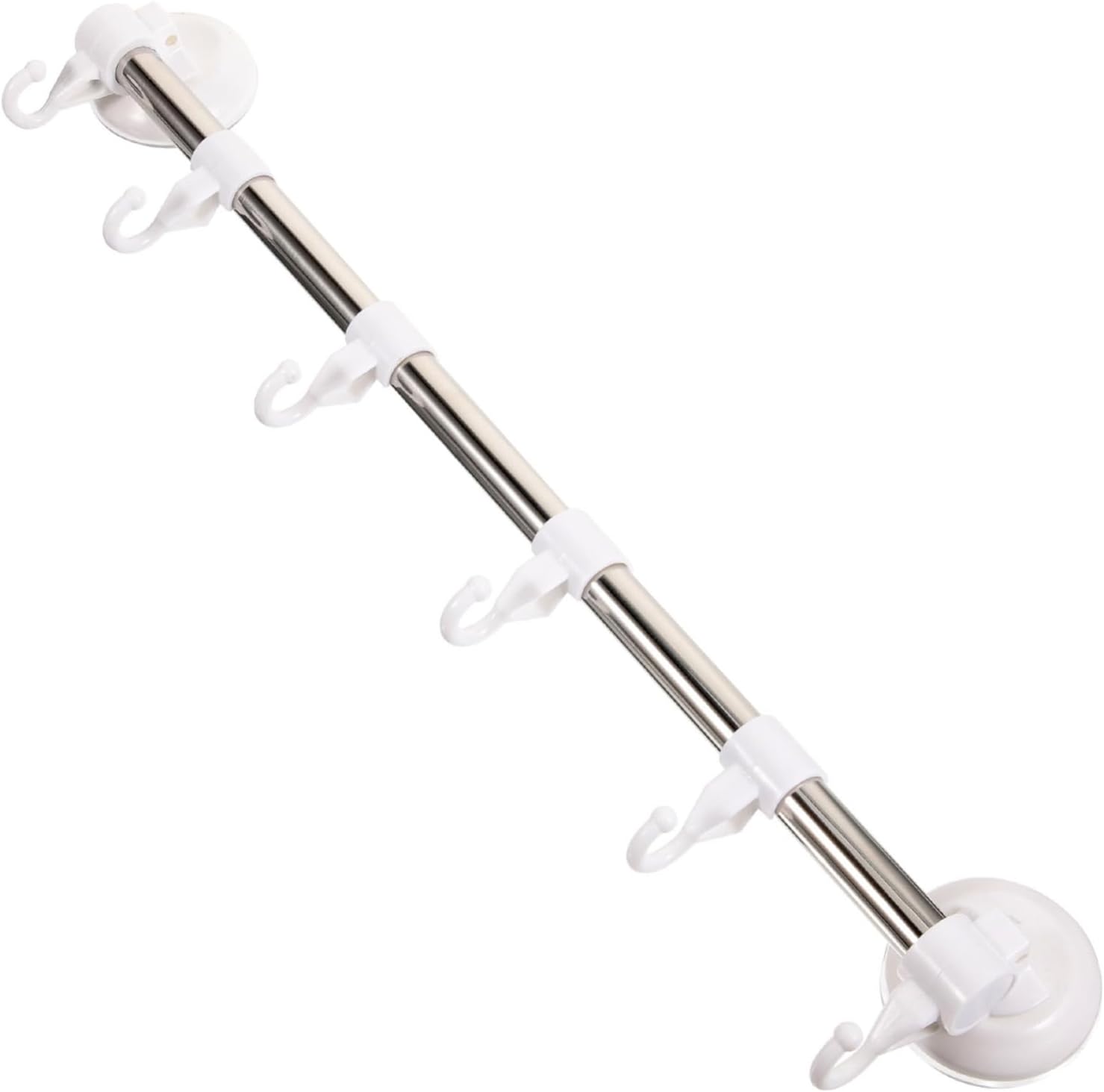 Angoily Adjustable Suction Cup Towel Bar with Hooks