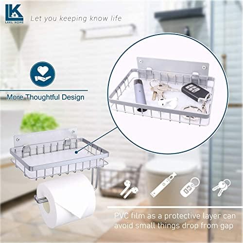 LKKL Silver Toilet Paper Holder with Shelf Wall Mount