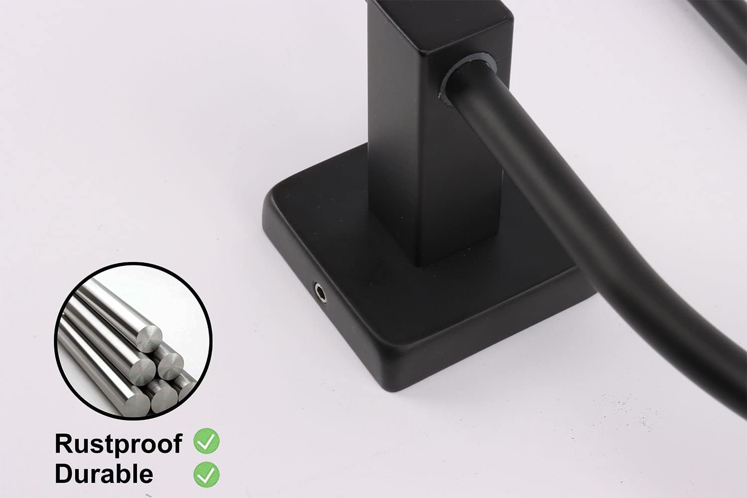 TocTen 16 Inch Matte Black Towel Rack Set