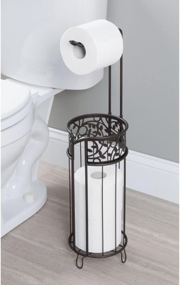 mDesign Bronze Toilet Paper Holder with Vine Design