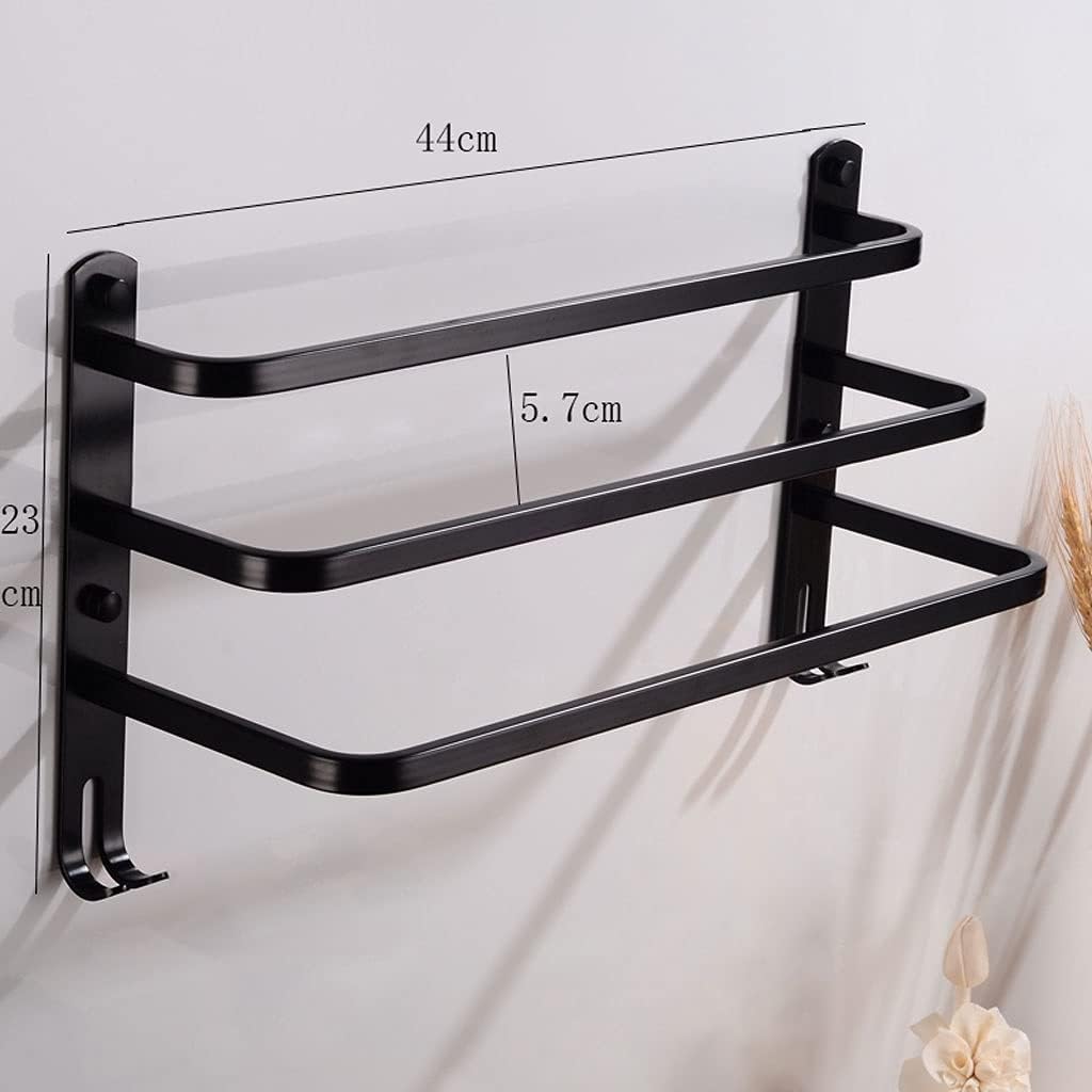 Black Aluminum Three Layer Towel Bar Holder 1