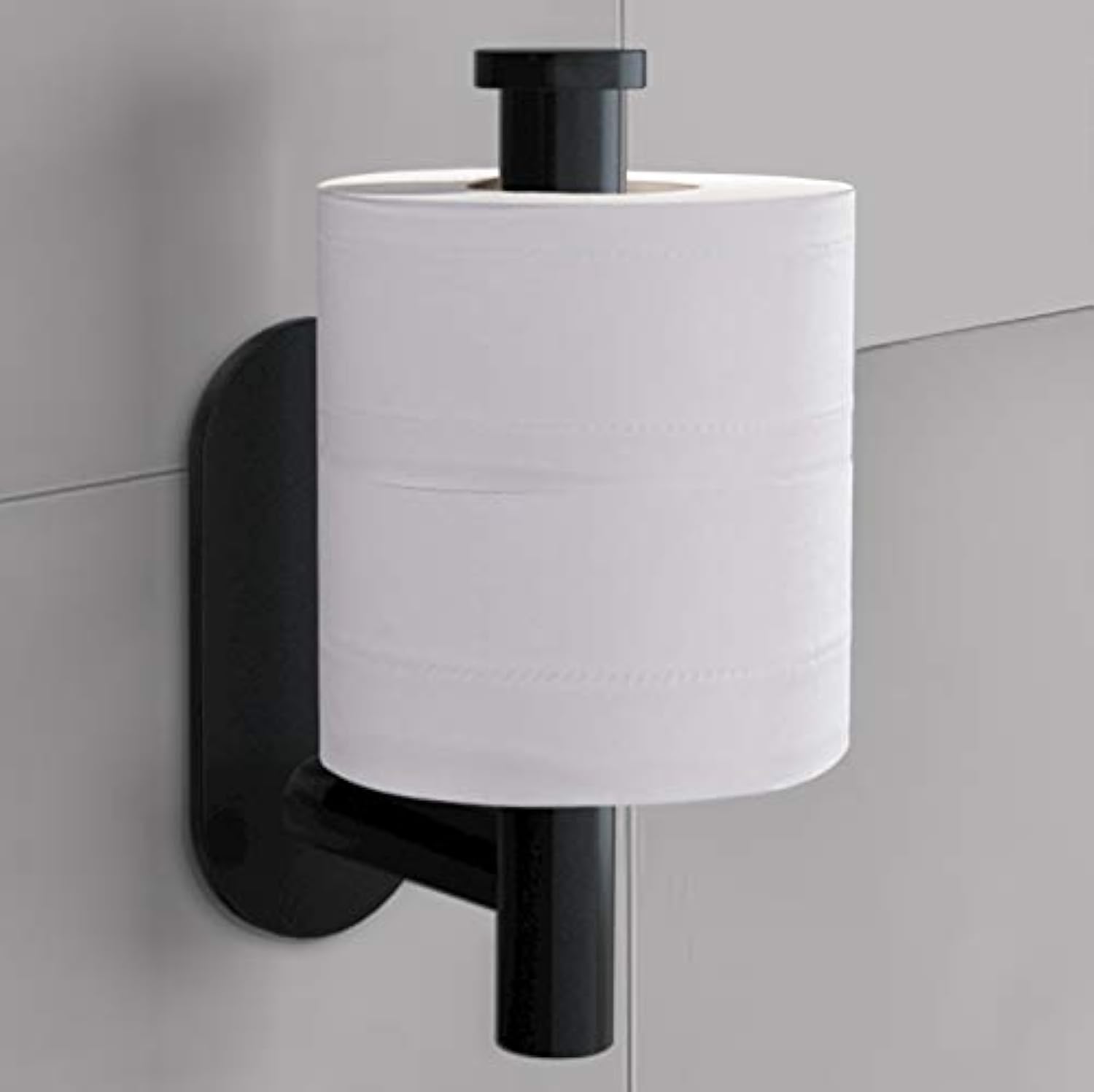 Cerekony Adhesive Toilet Paper Holder - Brushed Black for Small Spaces