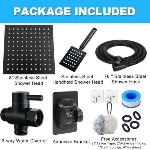Luxury Black 8 2-in-1 Shower Head Set
