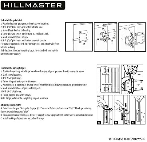 HILLMASTERHeavy Duty Gate Latch Kit w 2x35 Spring Hinges