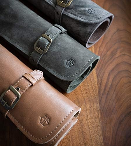 Angus Stoke Knife Roll Bag 7 Slots Leather Case