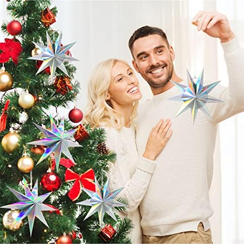 5Pack 9-Pointed Iridescent Paper Star Lanterns 118 Inch