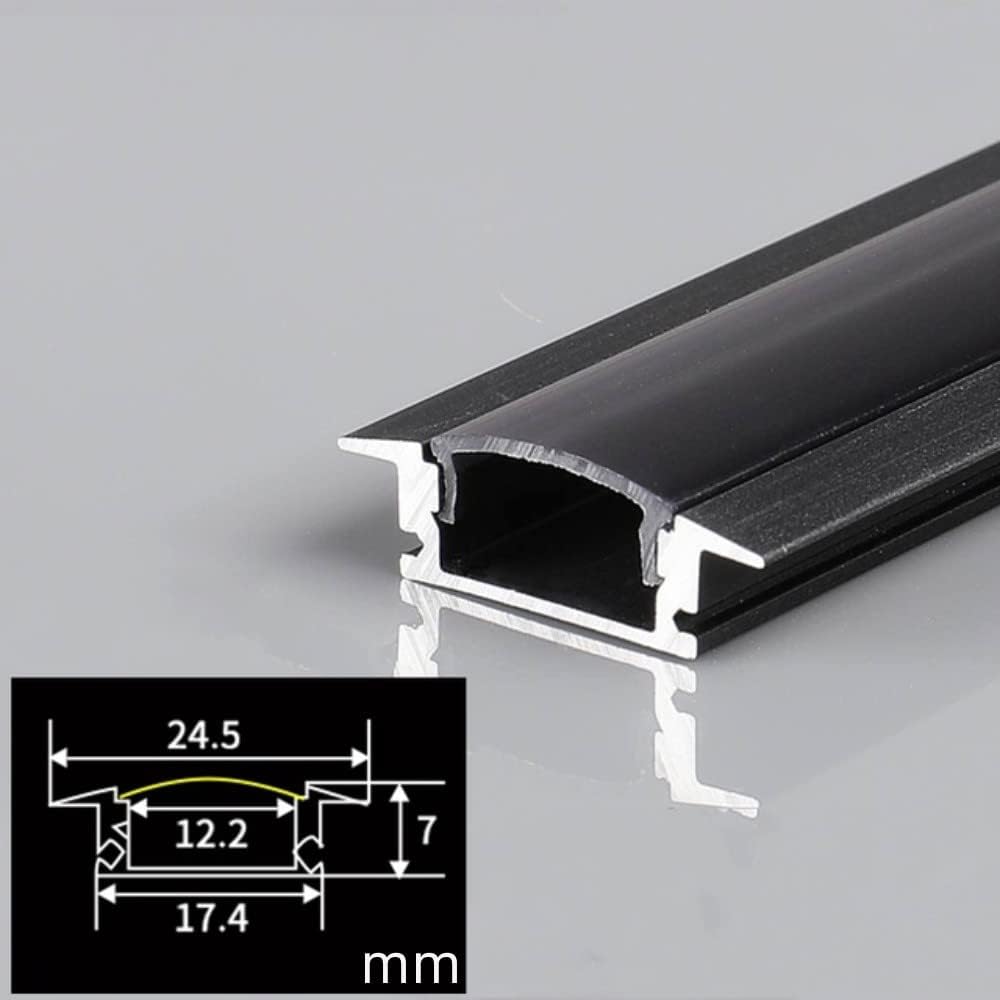 20-Pack U-Shape LED Diffuser Aluminum Channel with PC Black Cover