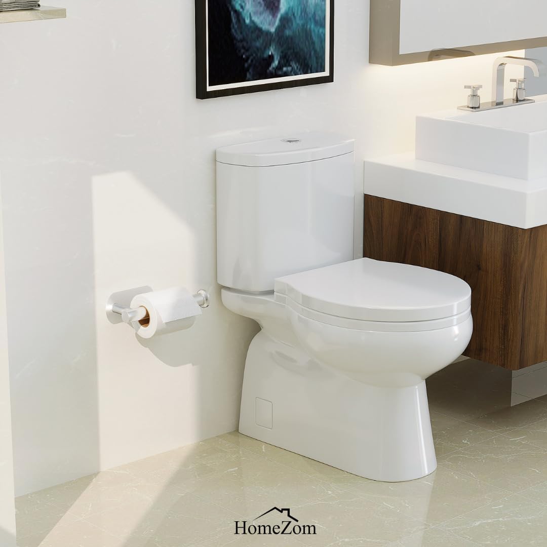 HomeZom Adhesive Toilet Paper Holder - Brushed Steel No Drilling Extra Strong