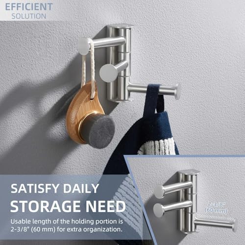 Angle Simple Swivel Towel Hook - 3 Arms Brushed Nickel