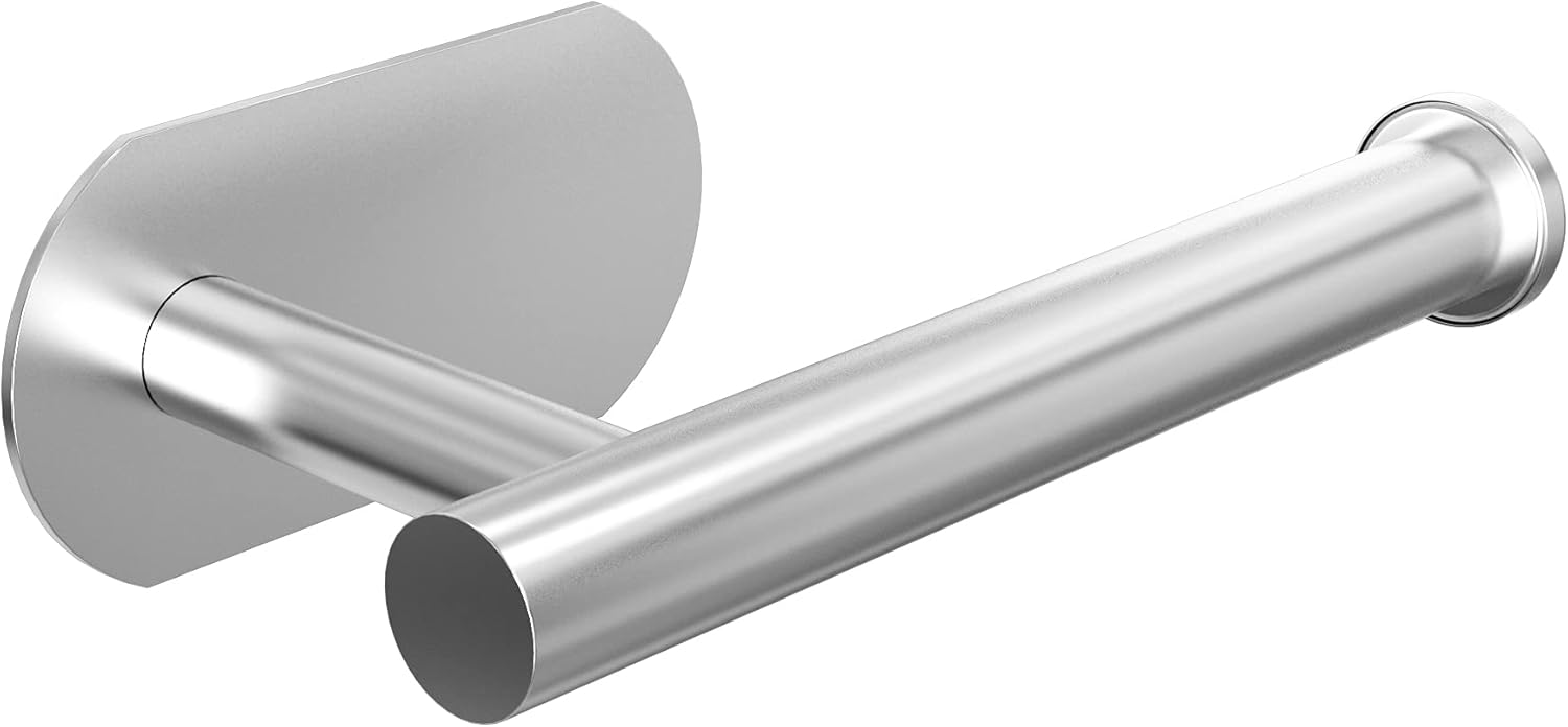 HomeZom Adhesive Toilet Paper Holder - Brushed Steel No Drilling Extra Strong