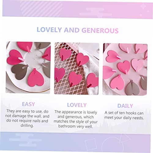 Jojofuny Heart-Shaped Hooks 10 Pack Wall Mount Storage Towel Hanger
