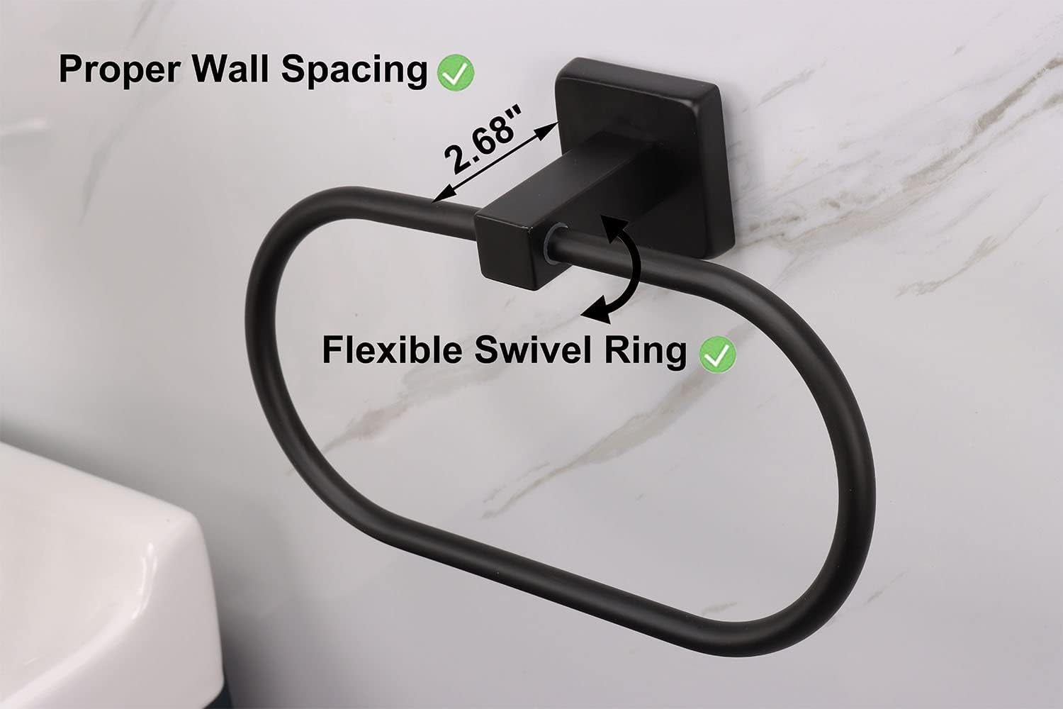 TocTen 16 Inch Matte Black Towel Rack Set