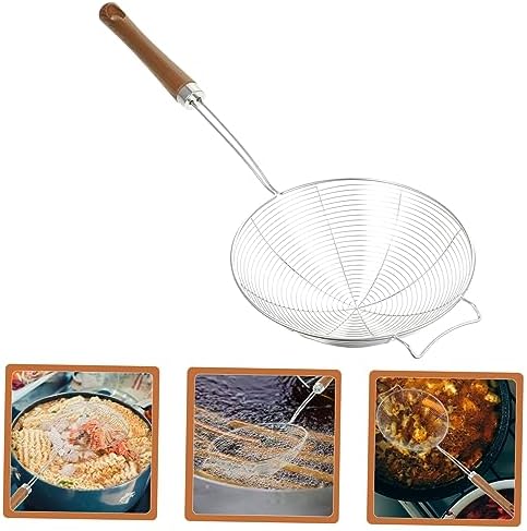 Luxshiny 304 Stainless Steel Skimmer Spoon with Wooden Handle