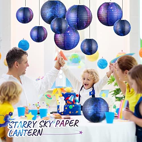 10 Piece Galaxy Print Paper Lanterns 8 Inch 6 Inch