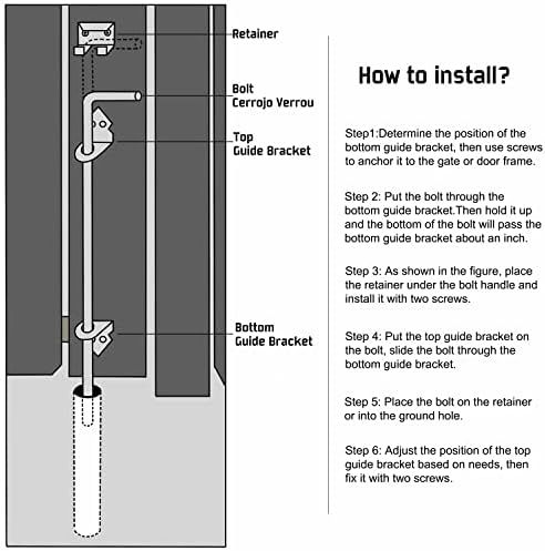 Heavy-Duty 18 Cane Bolt Gate Lock Holder for Wood Metal Gates