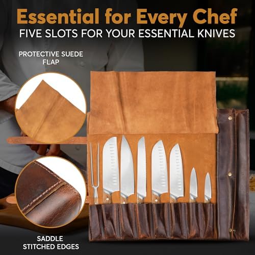ELIZO Handcrafted Knife Roll Bag with 8 Slots
