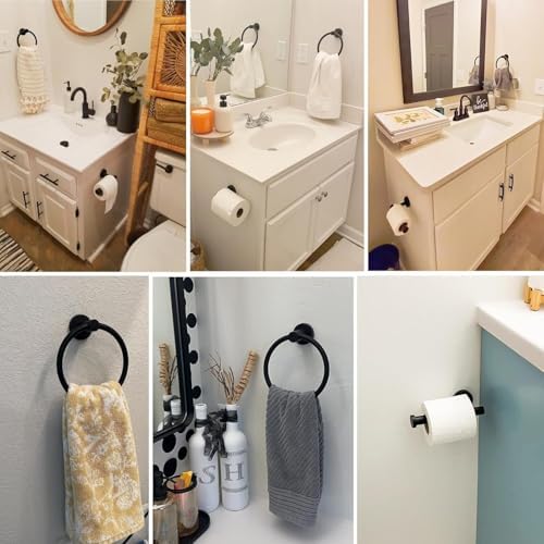 Stainless Steel Toilet Paper Holder and Towel Ring Set Matte Black