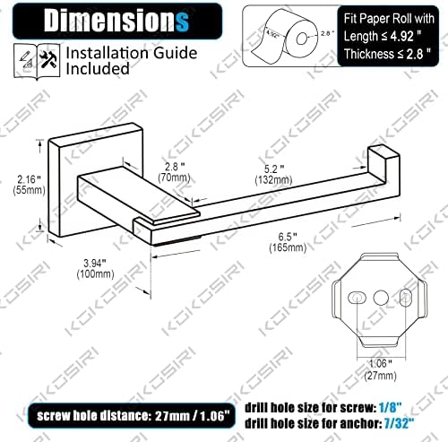 KOKOSIRI Black Stainless Steel Toilet Paper Holder 1
