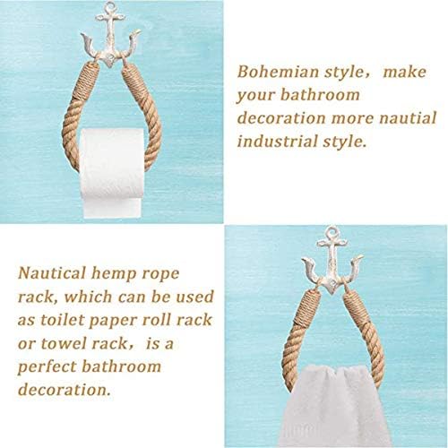 2 Pcs Nautical Toilet Paper Holder with Metal Hooks