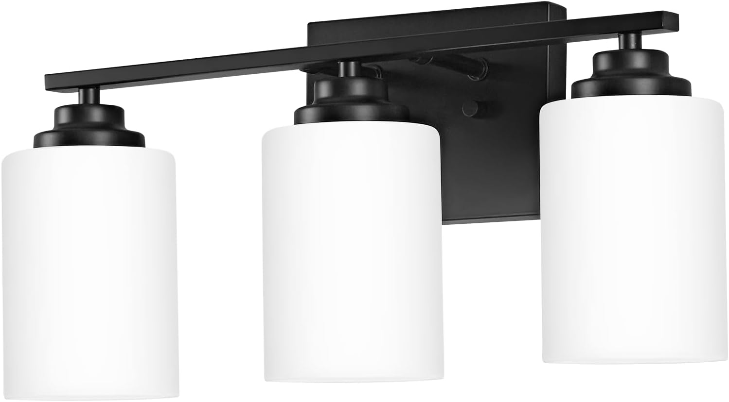 Modern Black Vanity Lights with 3-Light Milky Glass Shades