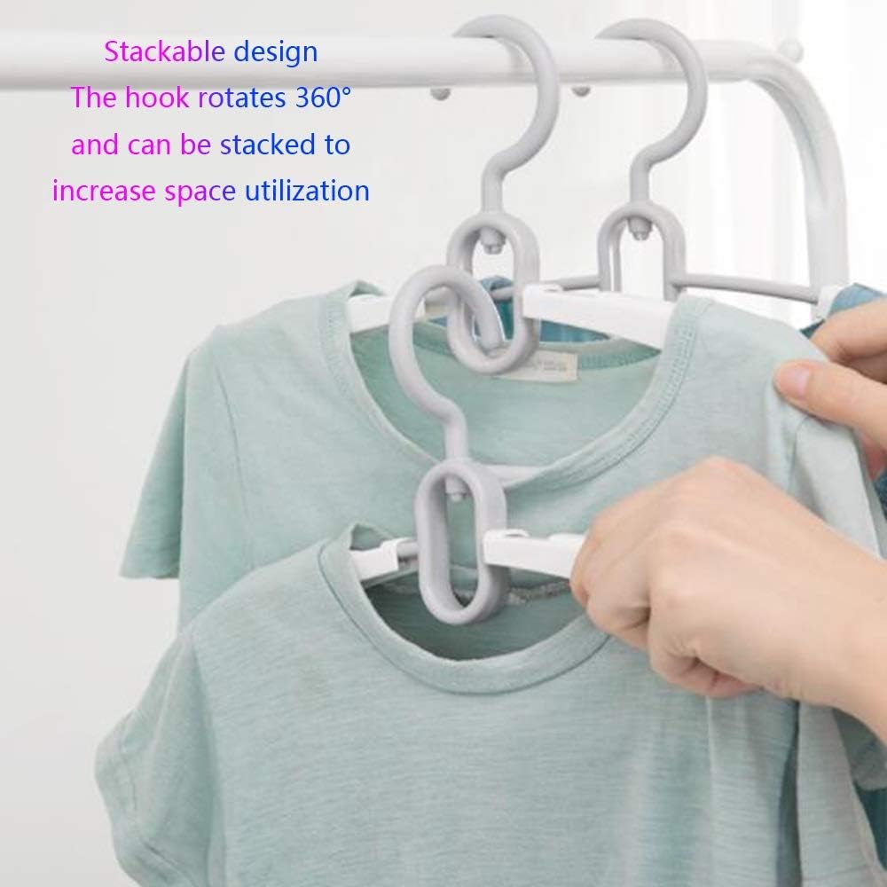 TBLOTYD Non-Slip Plastic Hangers Adjustable Size Grey 50 Pack