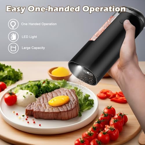 Electric Salt Pepper Grinder Set with LED Light and Adjustable Coarseness