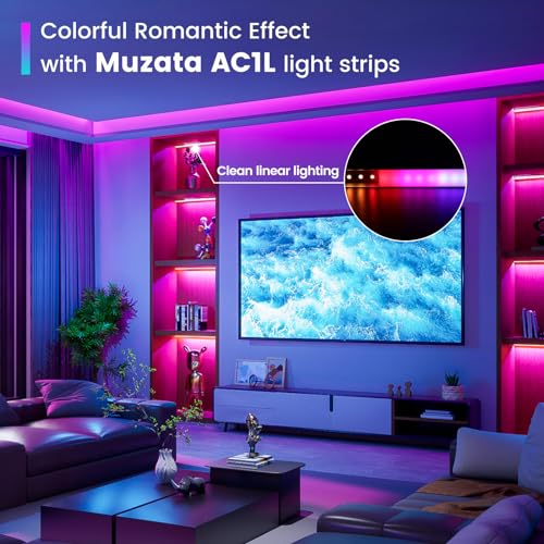 Muzata 164FT LED Strip Light High Intensity 96LEDsm Silver Aluminum Channel System