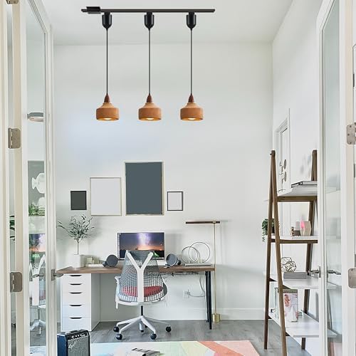 Kiven L Style Track Pendant Light with Brown Ceramic Globe