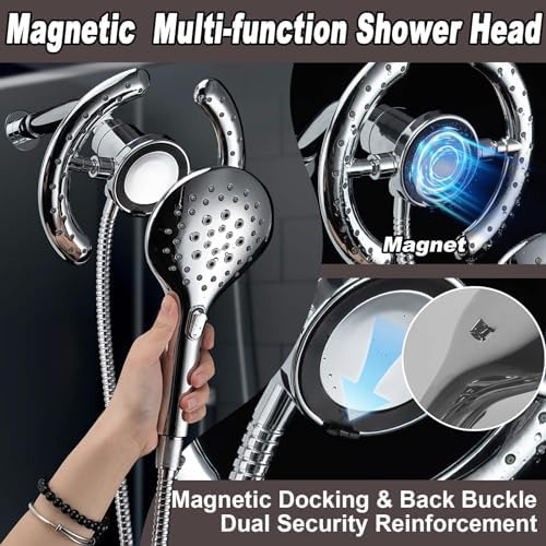 High-Pressure Dual Shower Head with Magnetic Bellearly