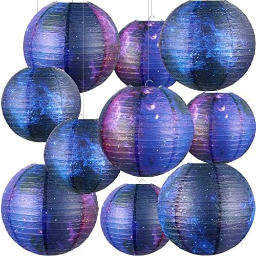 10 Piece Galaxy Print Paper Lanterns 8 Inch 6 Inch