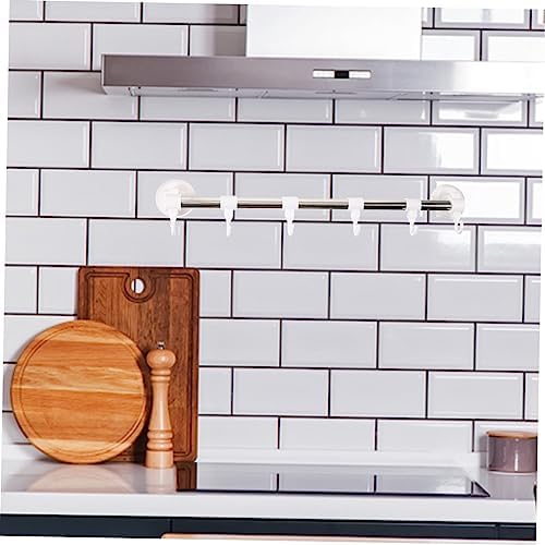 Angoily Adjustable Suction Cup Towel Bar with Hooks