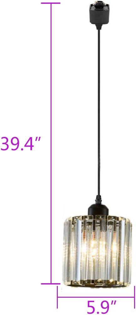 Kiven One-Light Track Light with Matte Black Frame and Crystal Pendant